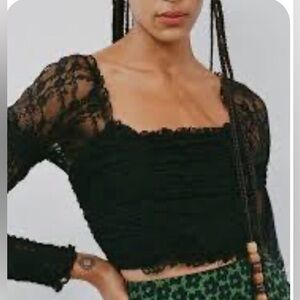 Urban Outfitters Black Lace Crop Top